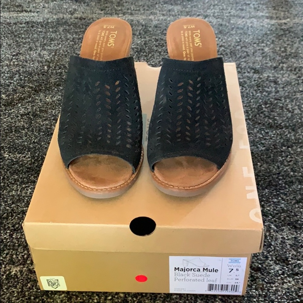 TOMS Majorca Mule Black Suede